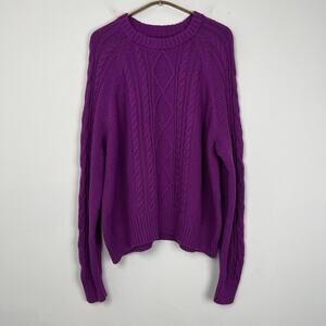 Gap Women’s Size XL Magenta Purple Classic Chunky Cable-Knit Sweater Pull Over